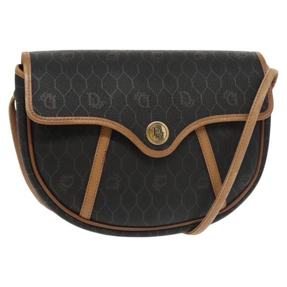 DIOR Honeycomb Canvas Shoulder Bag Pvc Leather Black - Picture 1 of 12